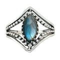 Shining Marquise Labradorite Sterling Silver Open Band Ring