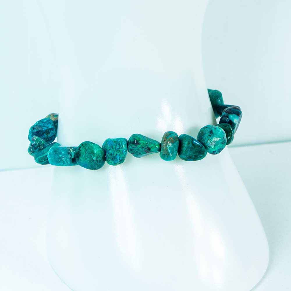 Azurite& Malachite Tumbled Stones Elastic Bracelet 8-10mm