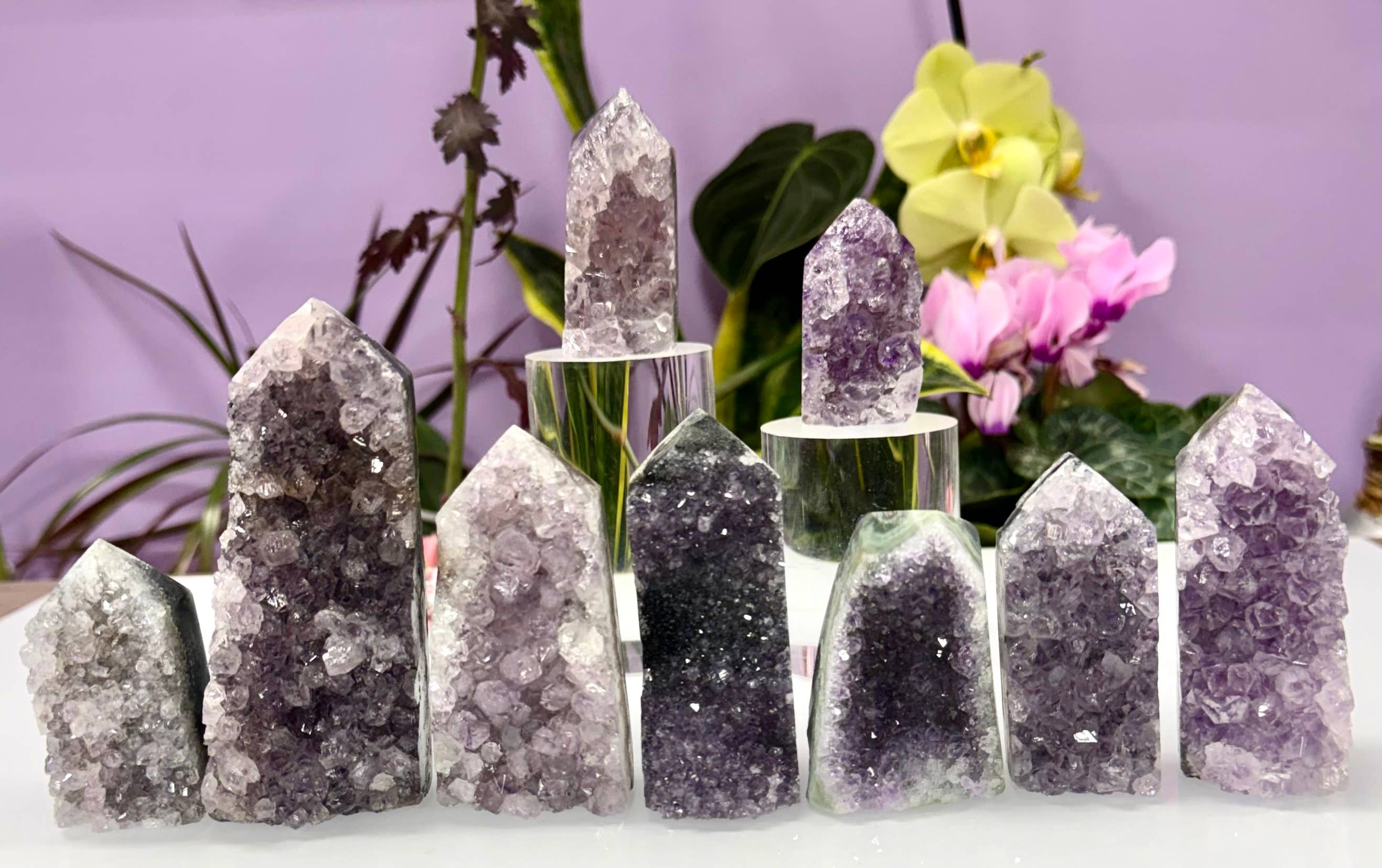 Druzy Amethyst Cluster Obelisk Tower