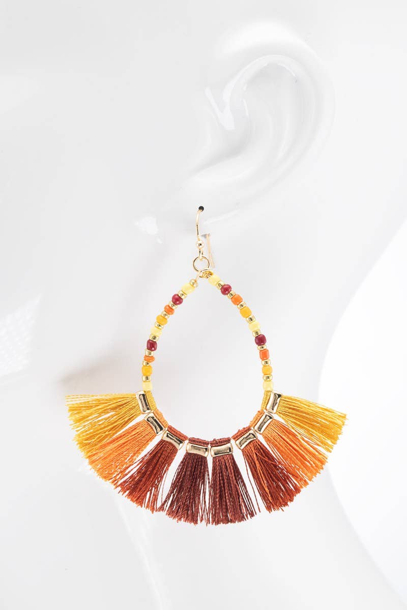 Sunset Multicolor Boho Tassel Earrings