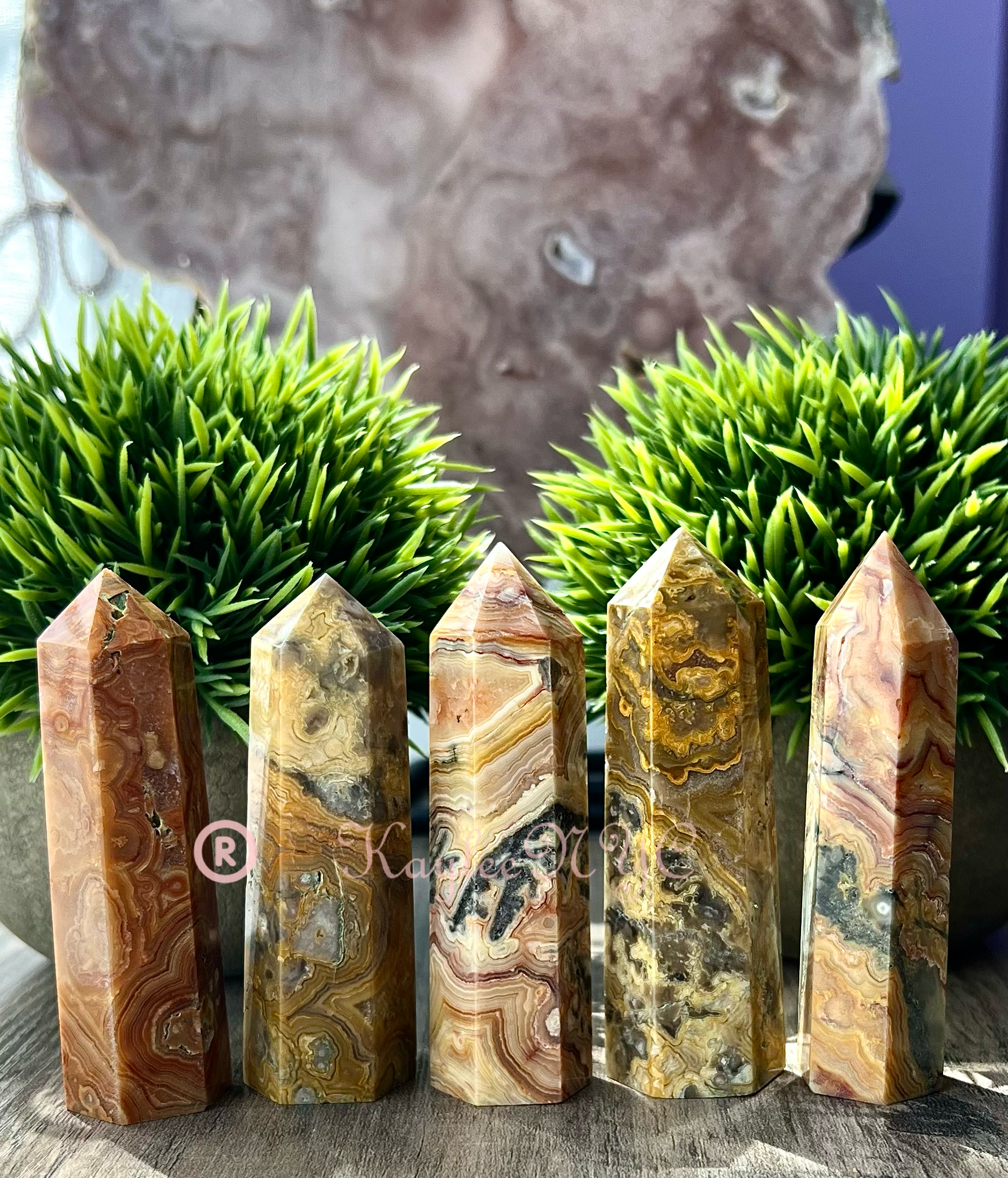 Crazy Lace Agate Obelisk Tower