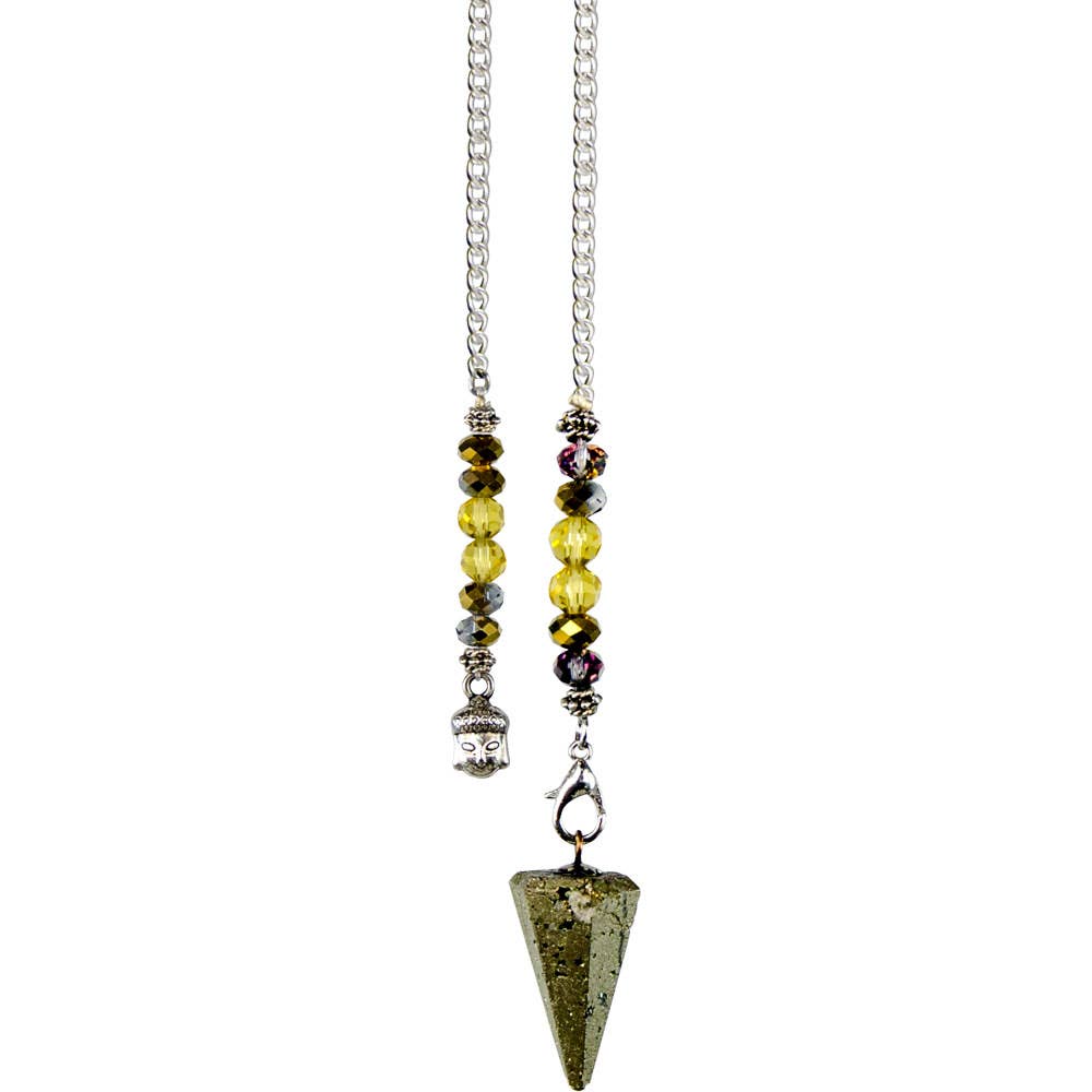 Pyrite Hexagonal Pendulum with Buddha Charm