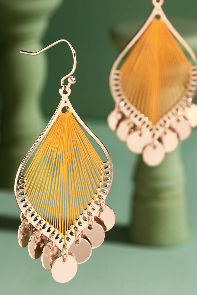 Boho Threaded Teardrop Charm Earrings