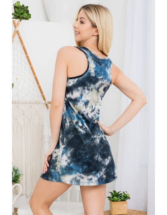Sun & Moon Tie Dye Tunic Top/ Tank Dress (TH-1616)