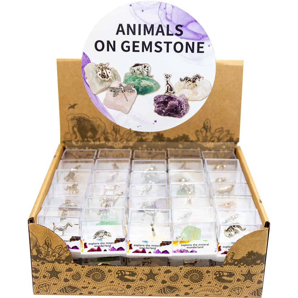 Gemstone Crystal Chunk with Pewter Animal