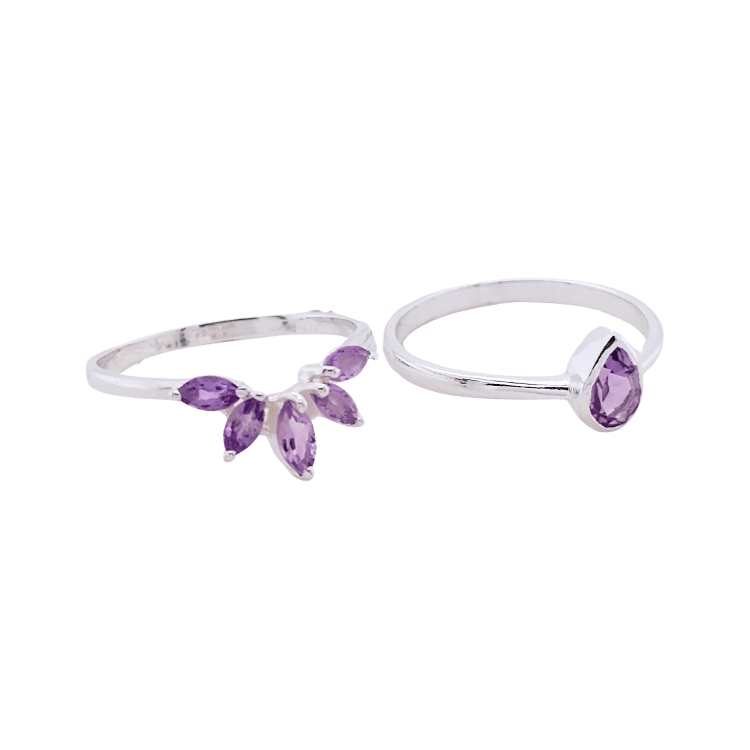 Amethyst “Crown Jewel” Double Ring Set