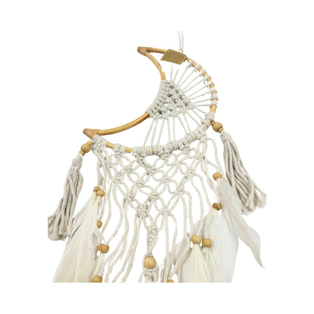 White Crochet Moon Dreamcatcher