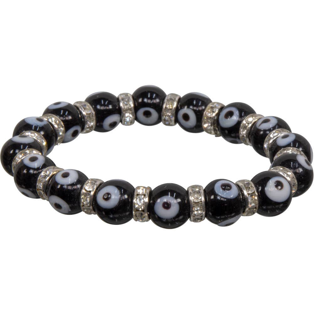 Black Evil Eye Glass Beads Elastic Bracelet Protection