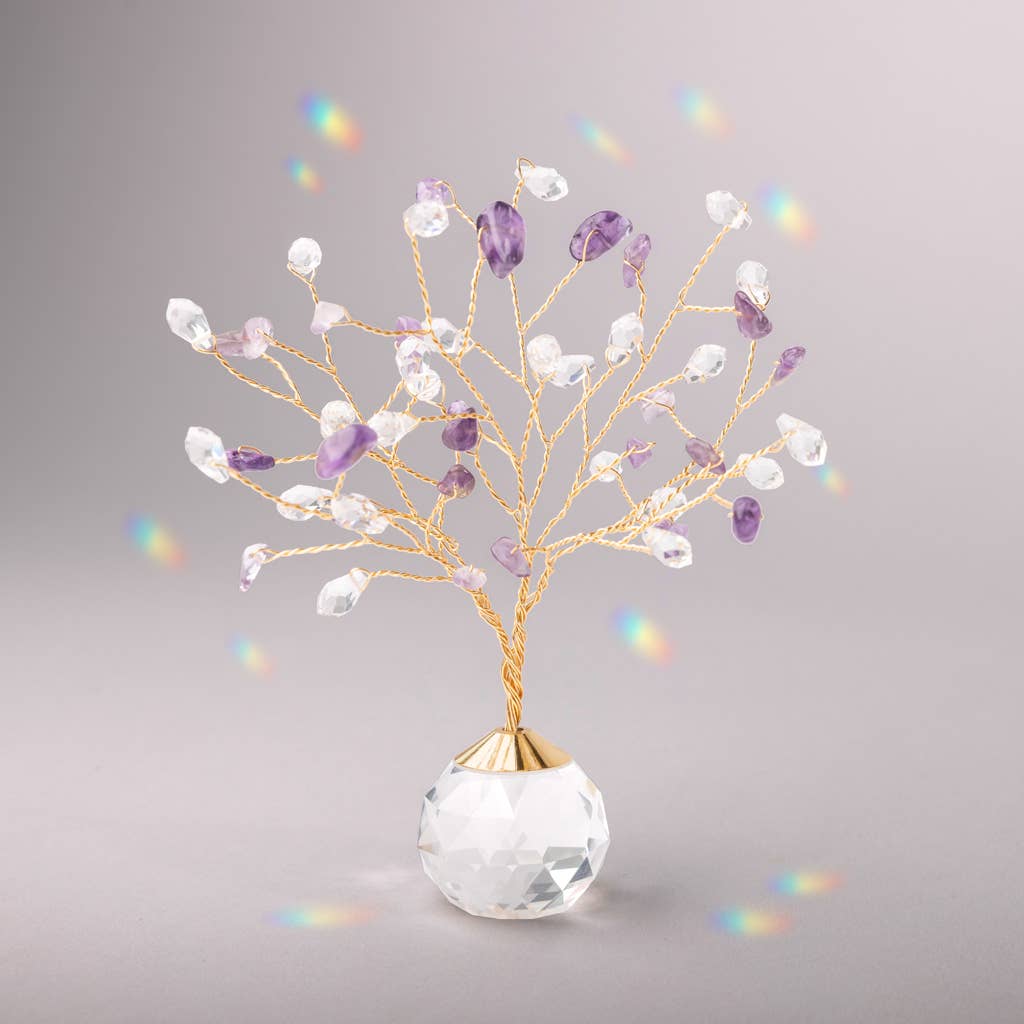 Suncatcher Tree of Life Prism: Amethyst/Protection/Gold