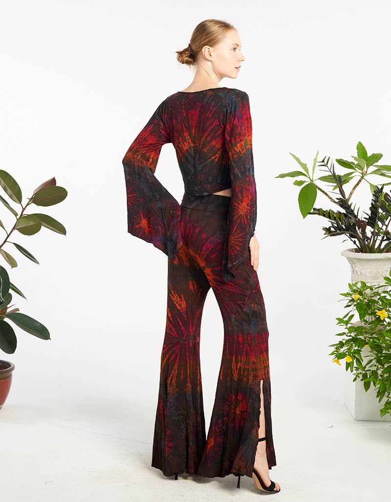 Tie-Dye Bell Bottom Pants with Slit (TH-1919)