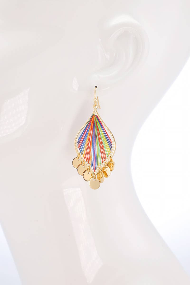 Boho Threaded Teardrop Charm Earrings