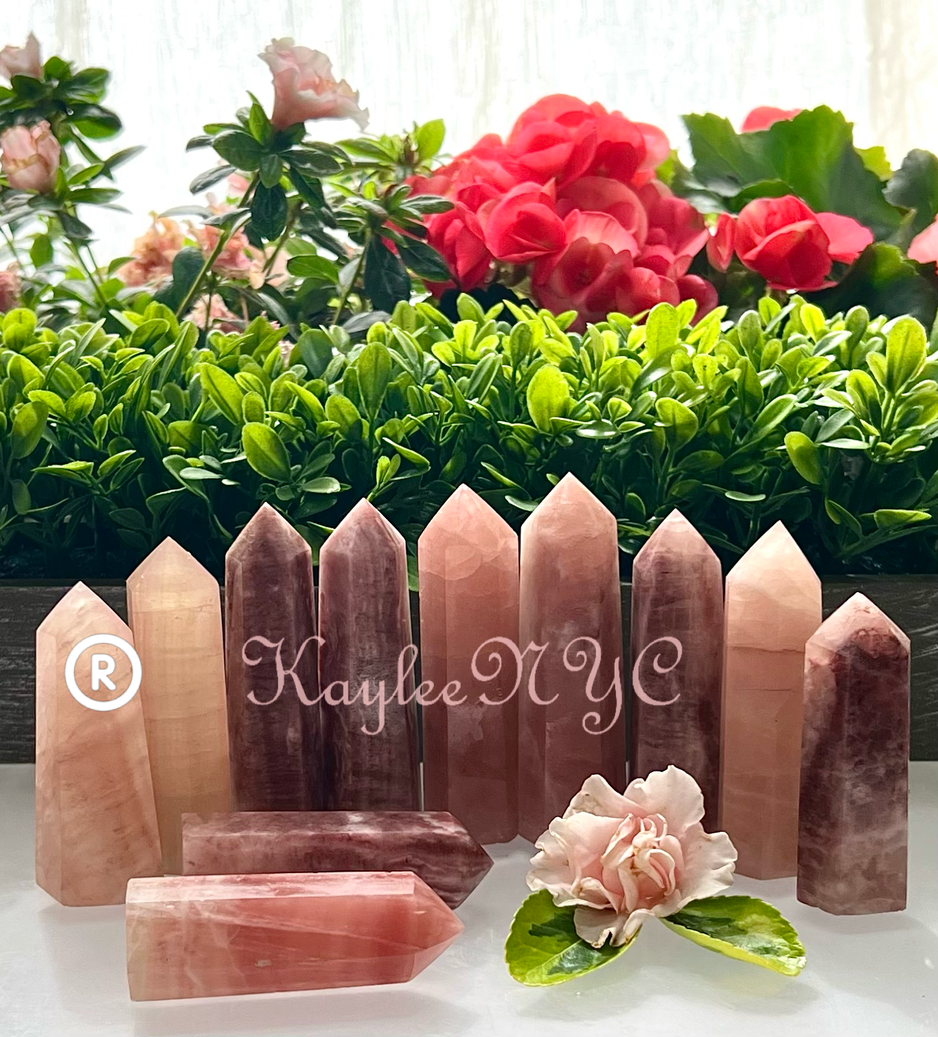Strawberry Pink Calcite Crystal Obelisk Tower