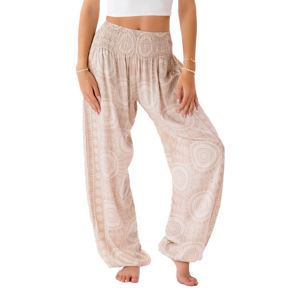 Tan Sahara Harem Pants with Pockets
