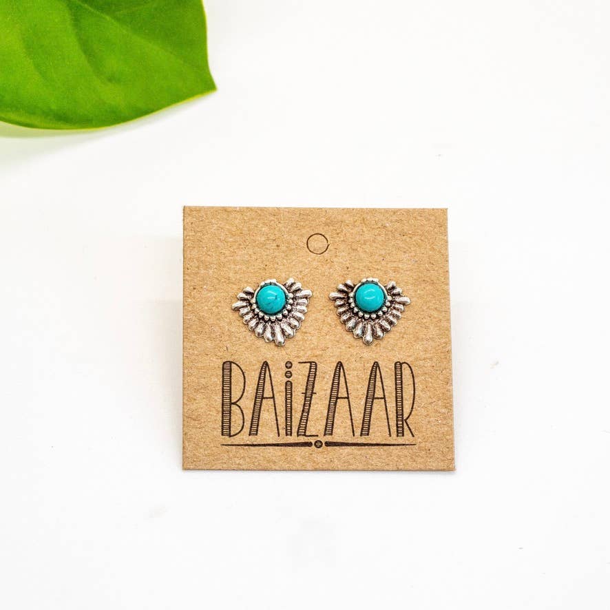 Sterling Turquoise Blossom Stud Earring