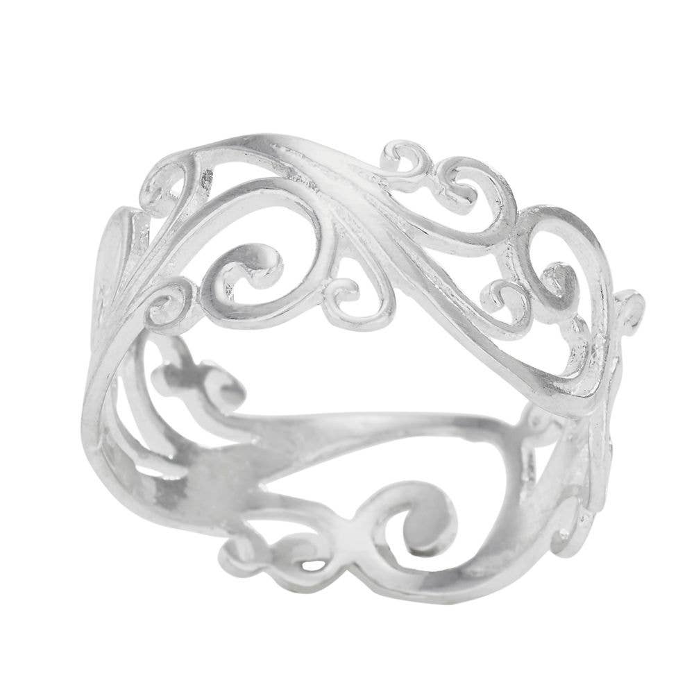 Curls & Swirls Sterling Silver Band Ring