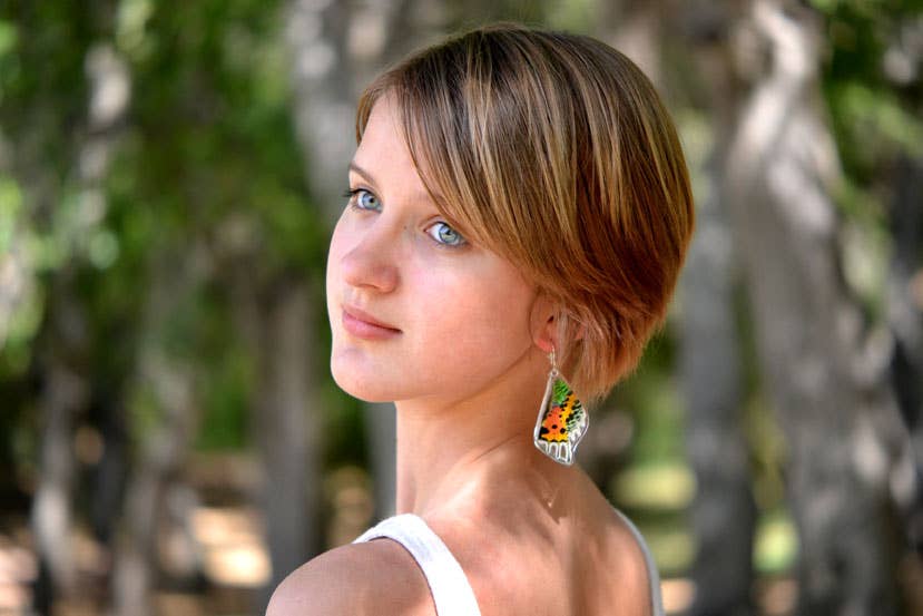 Butterfly Earrings: Sunset Moth Bottom Wings 0055