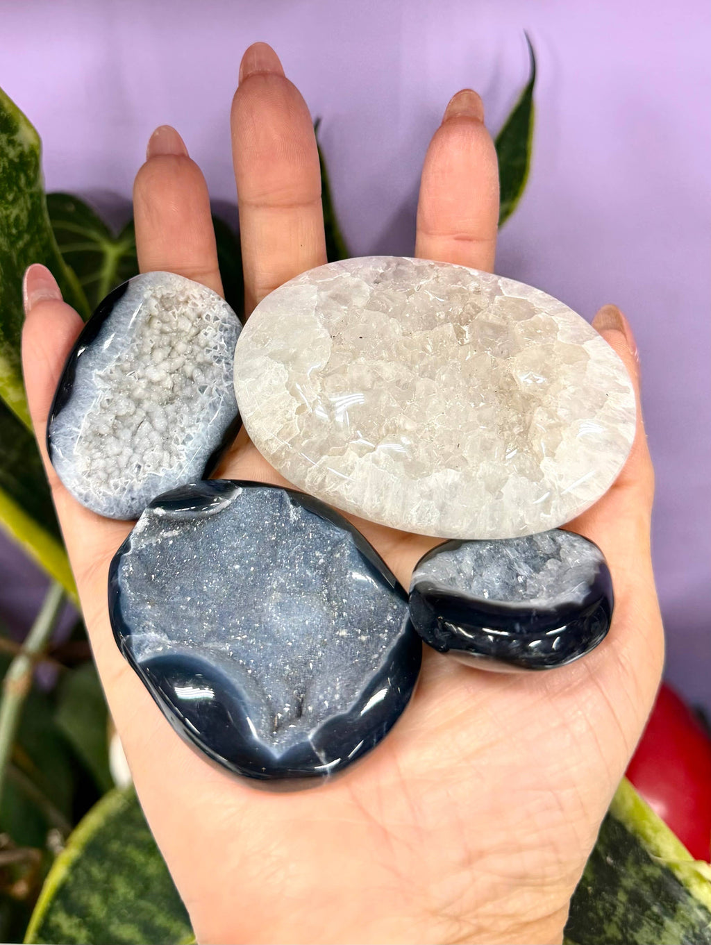 Druzy Banded Onyx Palm Stone Crystal Energy
