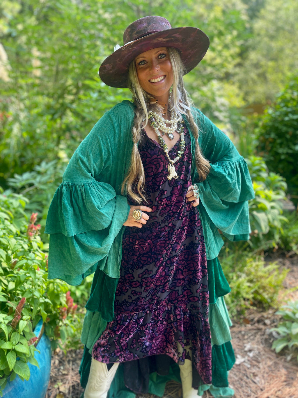 Handmade Velvet High Low Dress- Magenta/Purple