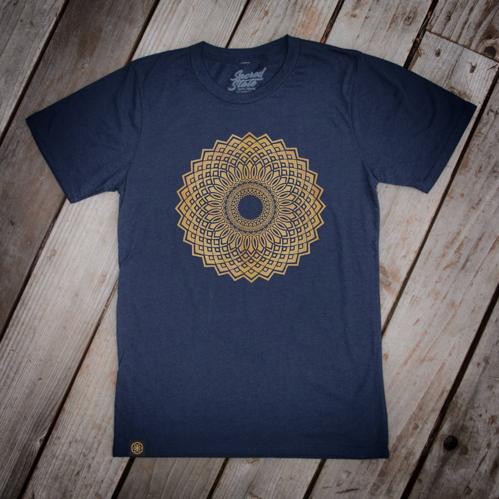 Bloom Hemp Organic Mandala Lotus Sacred Geometry Yoga Tee