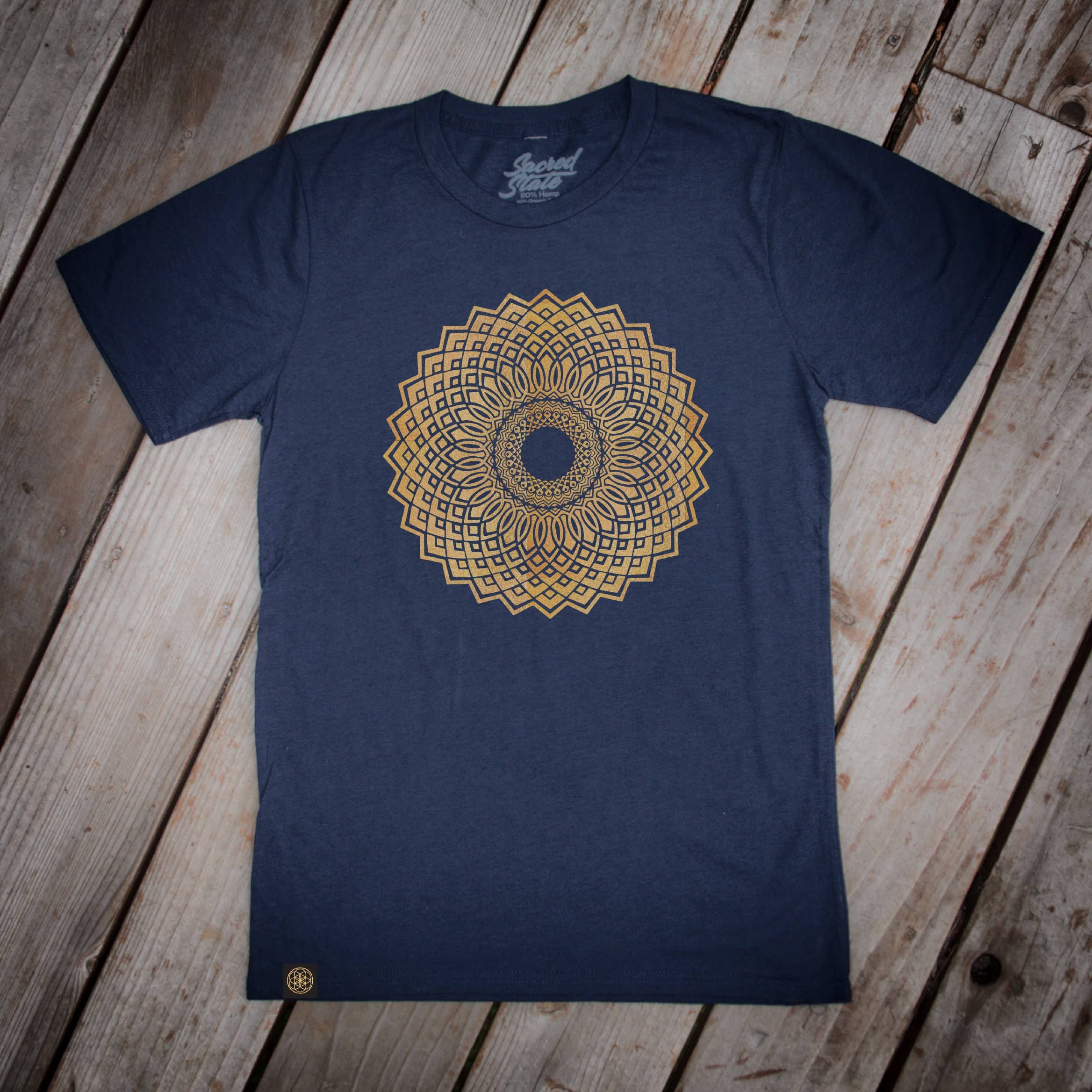 Bloom Hemp Organic Mandala Lotus Sacred Geometry Yoga Tee