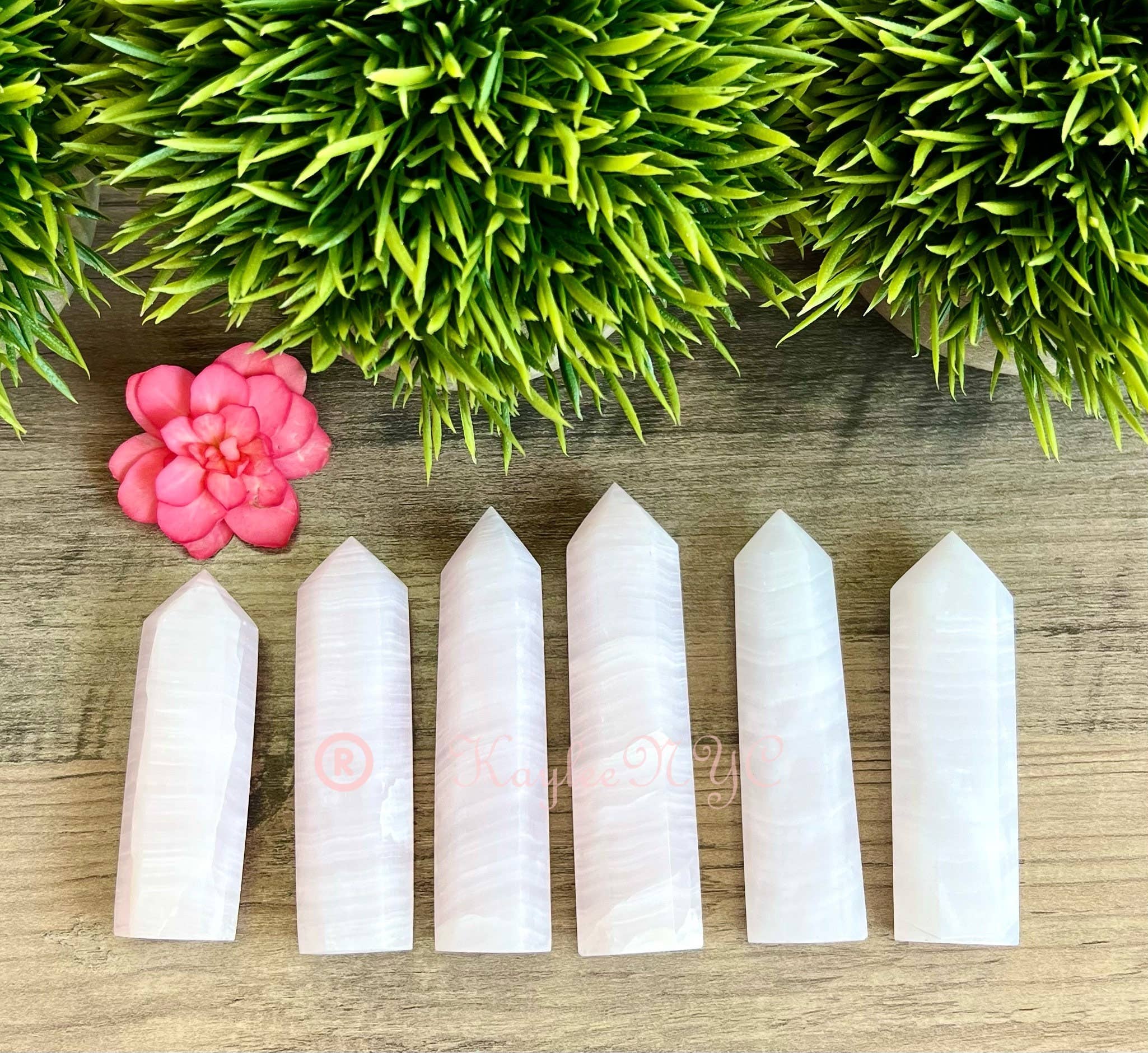 Pink Mangano Calcite Obelisk Tower Point