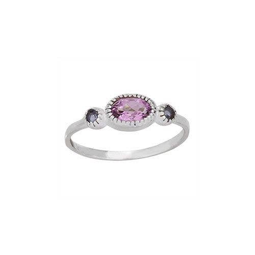 Amethyst & Topaz “Violetta” Oval Sterling Silver Ring