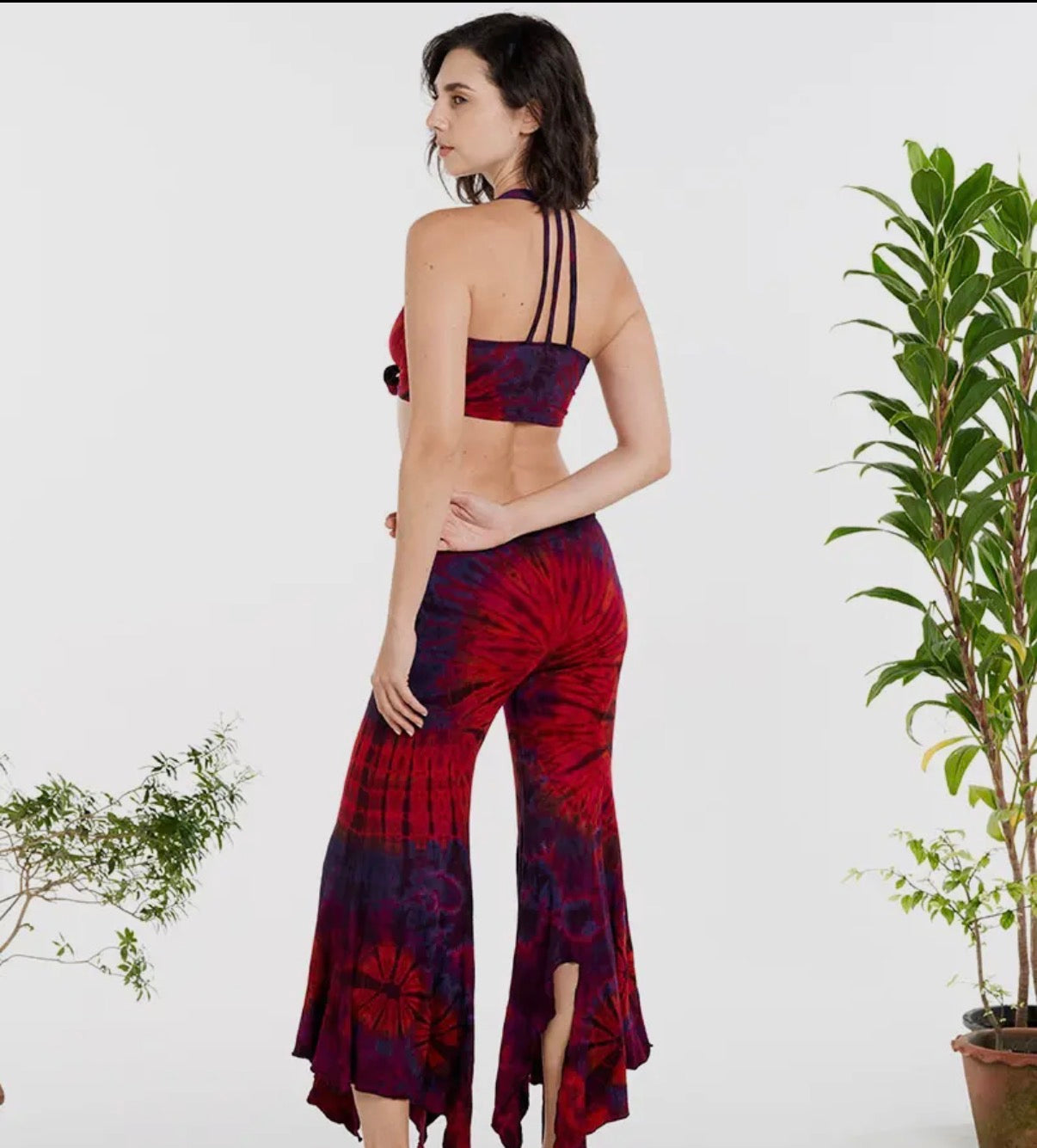 Tie-Dye Strappy Halter Crop Top Bralette
