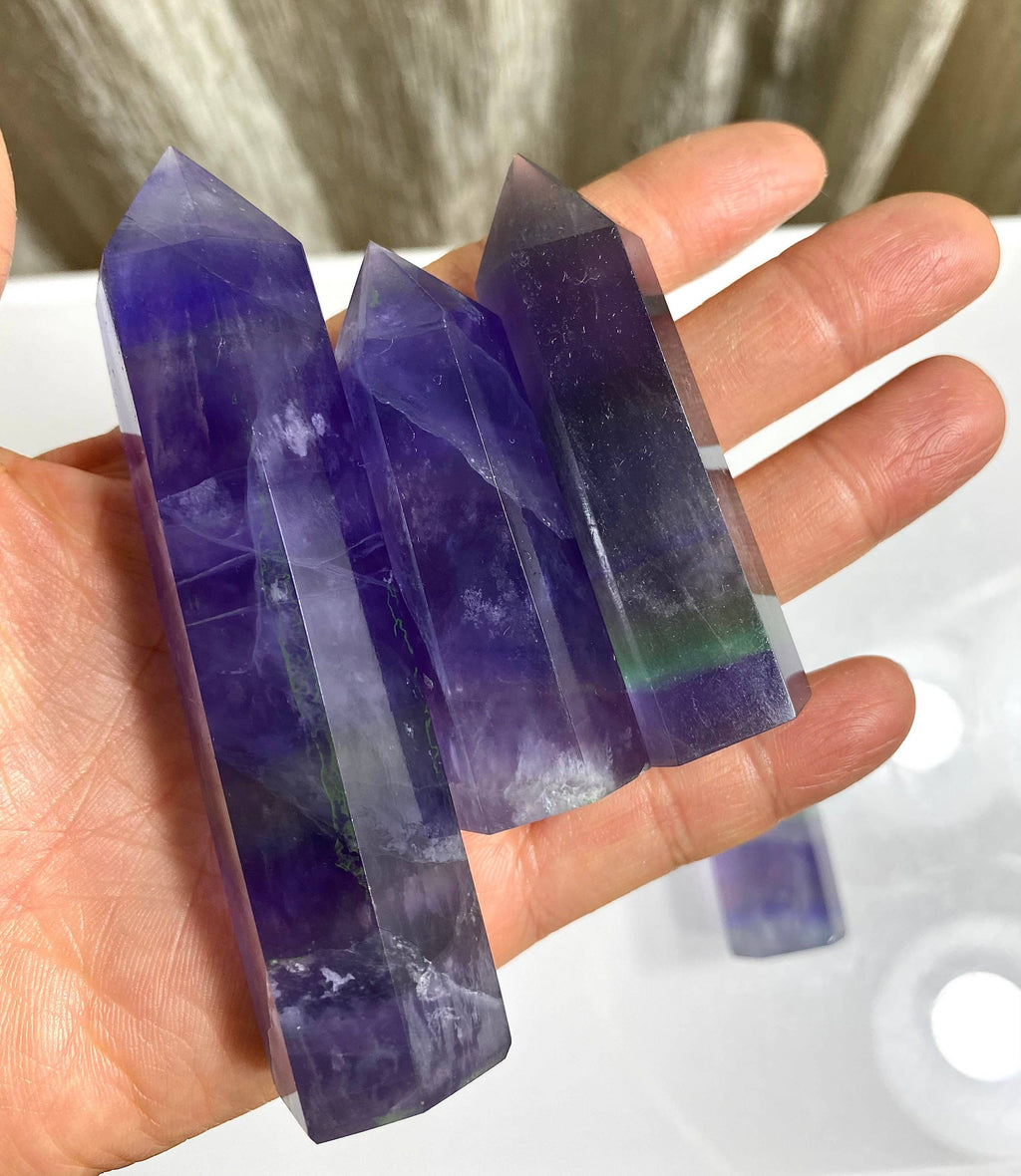 Purple Fluorite Crystal Tower Obelisk