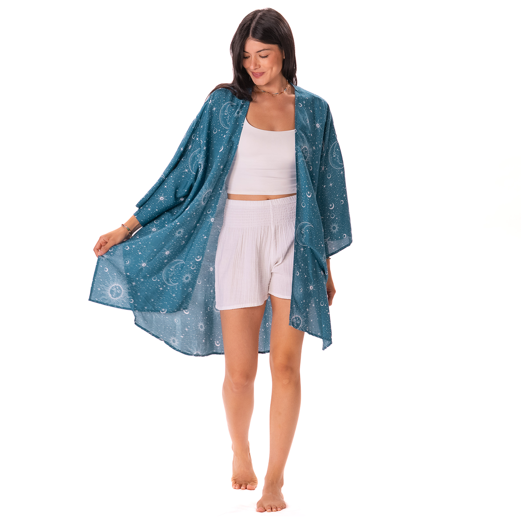 Turquoise Cosmic Sky Aloha Cover Up