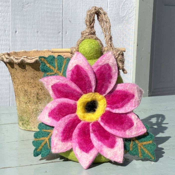 Wool Felted Dahlia Star Birdhouse