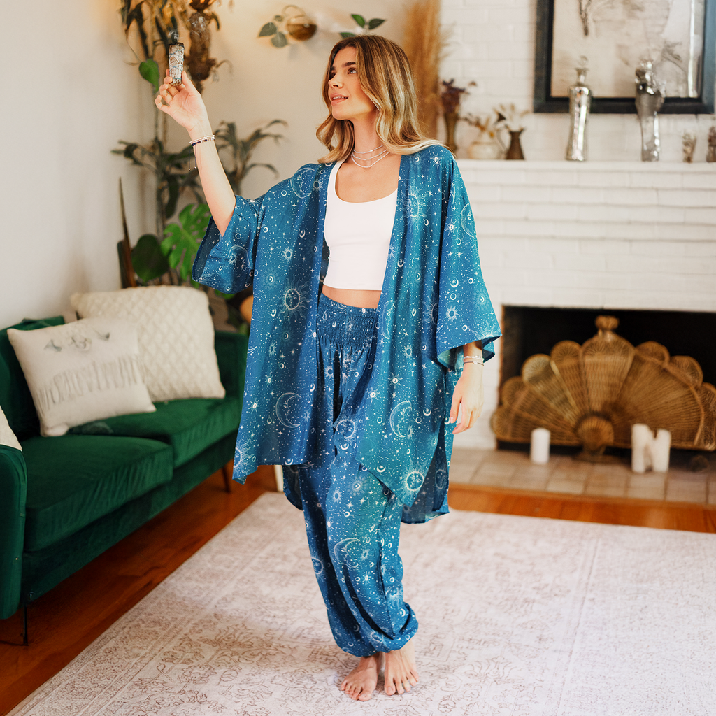 Turquoise Cosmic Sky Aloha Cover Up