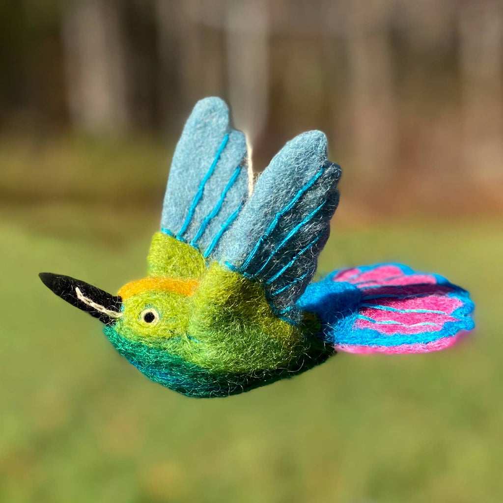 Mango Hummingbird Wool Felted Ornament