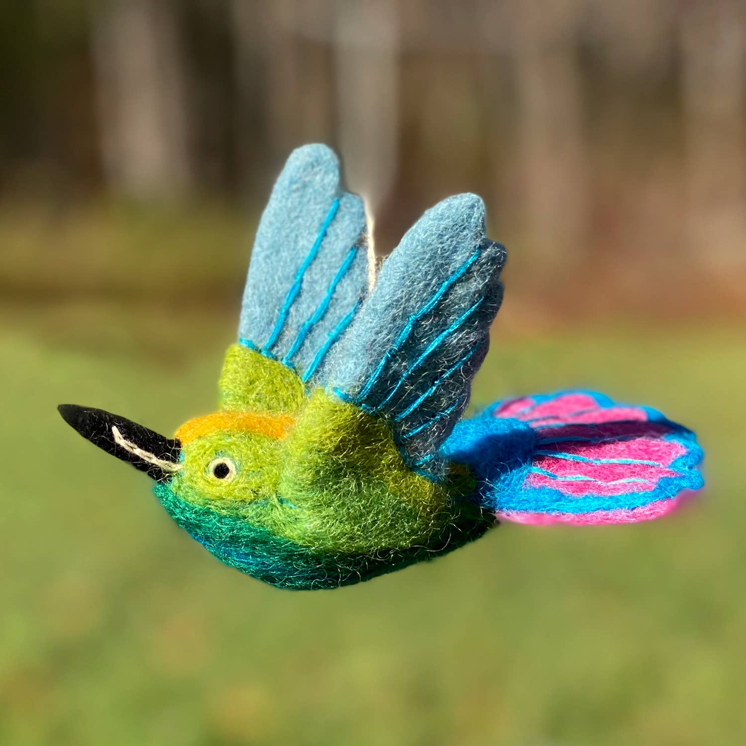 Mango Hummingbird Wool Felted Ornament