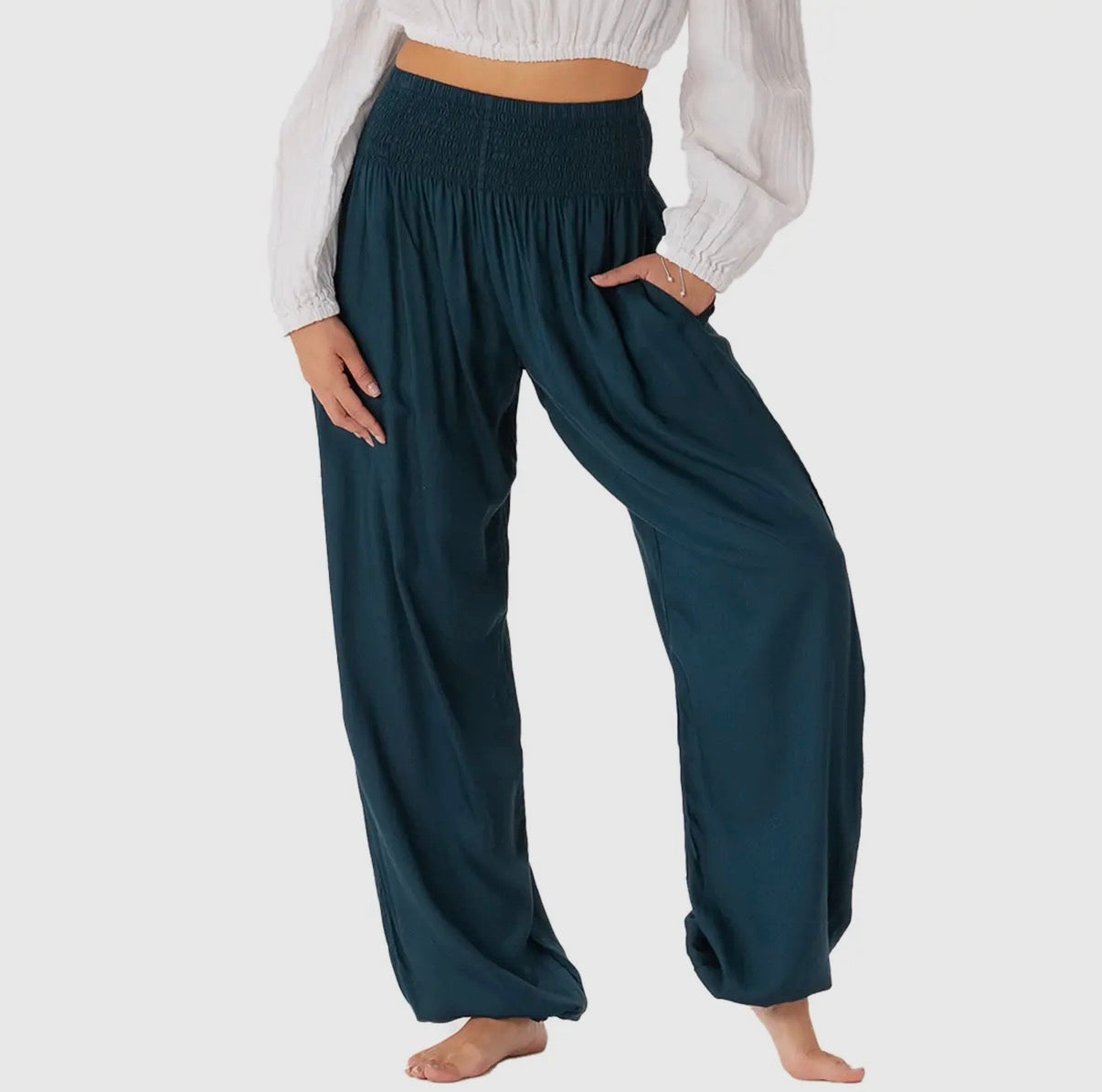 Lotus & Luna: Deep Teal Harem Pants Yoga Apparel