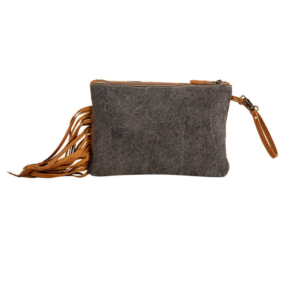 Mojave Paisley Fringed Hand-Tooled Leather Clutch Purse Bag