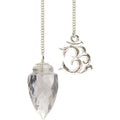 Om Clear Quartz Gemstone Light Diffuser Pendulum
