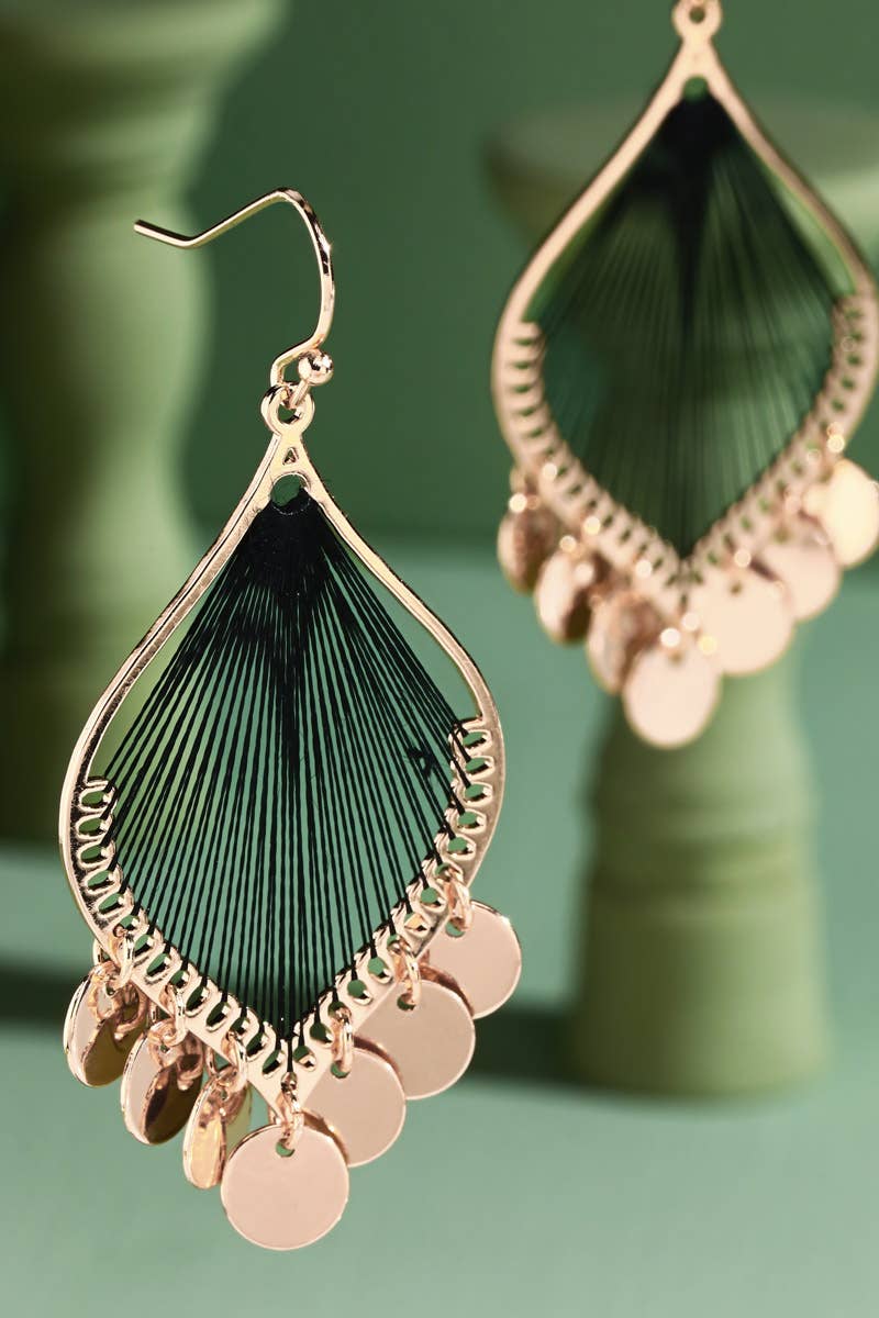 Boho Threaded Teardrop Charm Earrings
