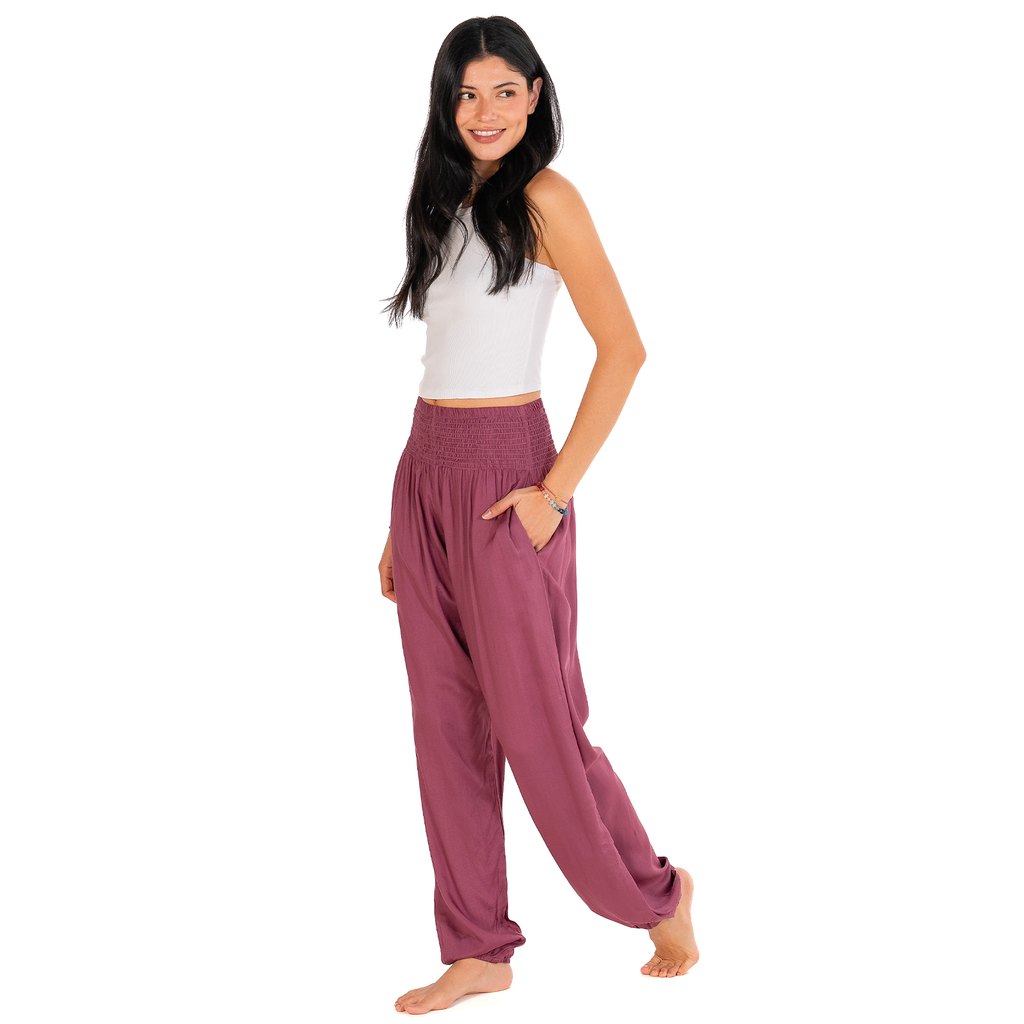 Berry Harem Pants with Pockets