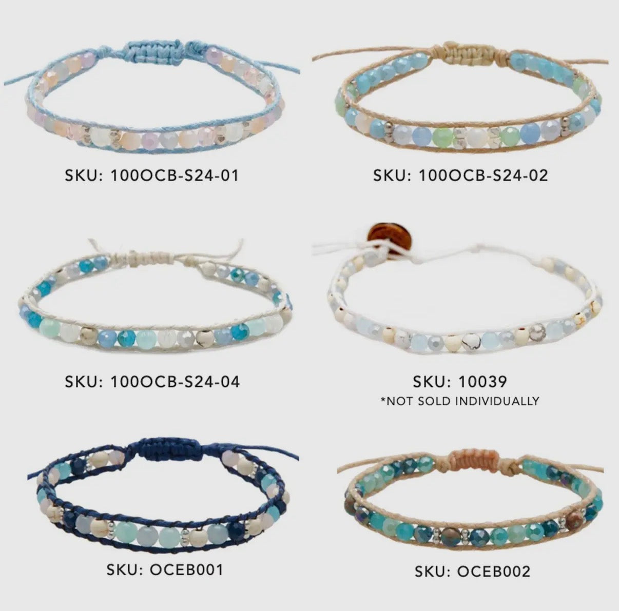 Lotus & Luna: Ocean Crystal Beaded Leather Bracelets