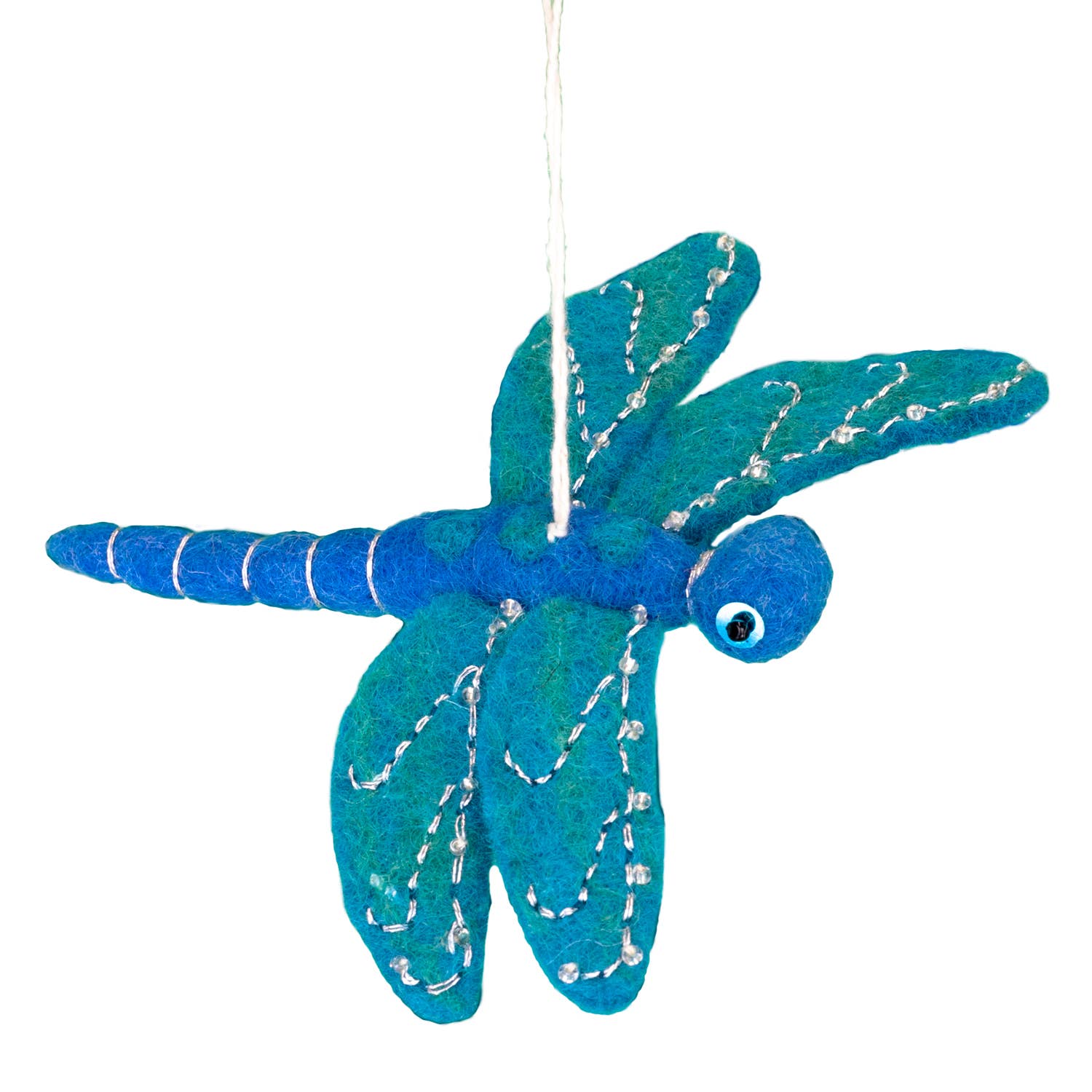 Blue Sparkly Dragonfly Wool Felted Ornament