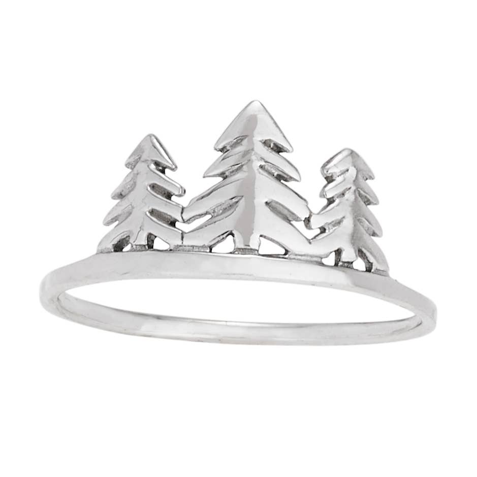 “In The Pines” Sterling Silver Tree Band Ring