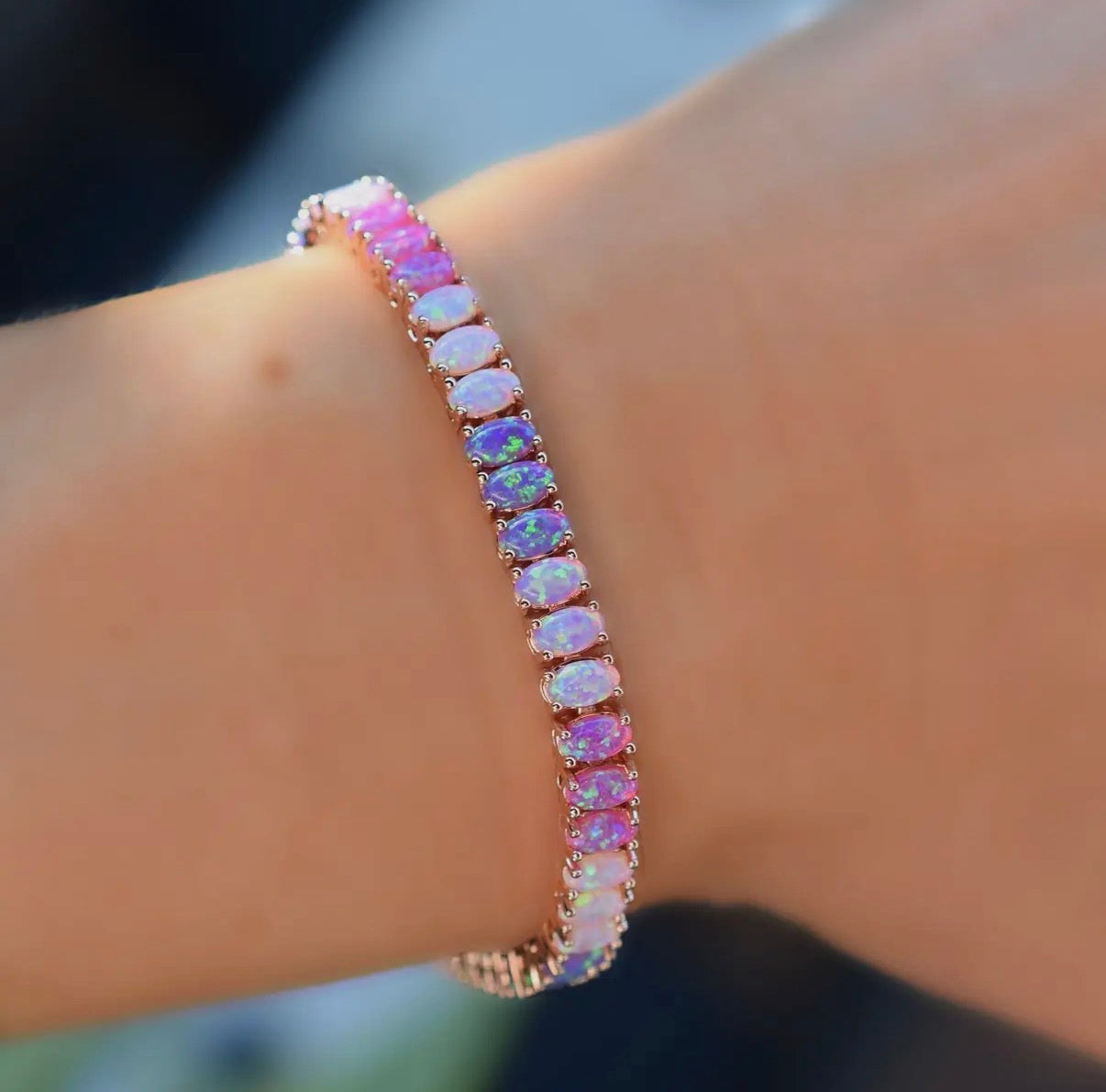 Pink Opal Rose Gold Ombré Candy Bracelet