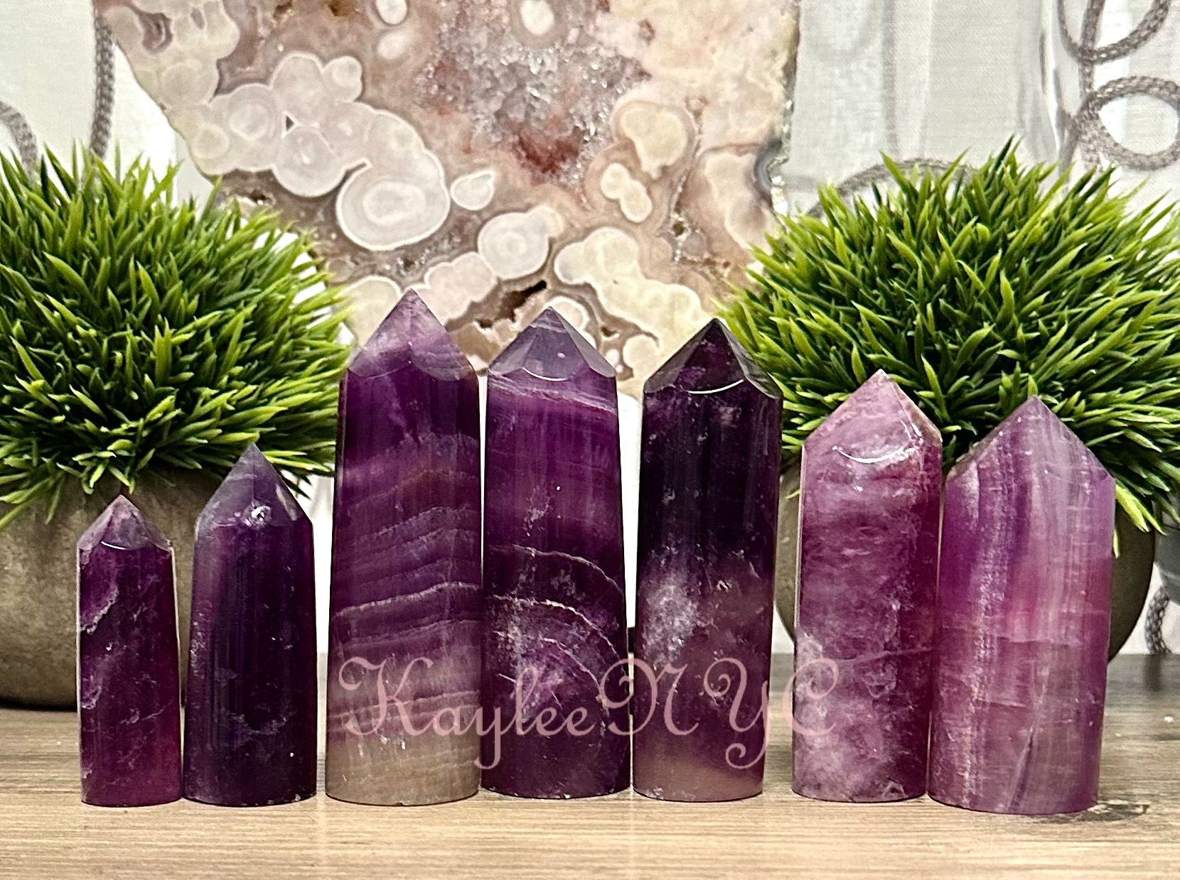 Purple Banded Fluorite Crystal Obelisk Tower