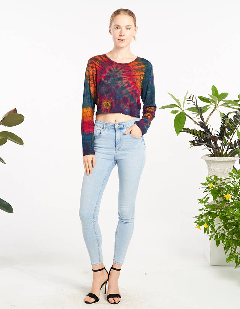 Tie-Dye Long Sleeve Crop Top (TH-1903)