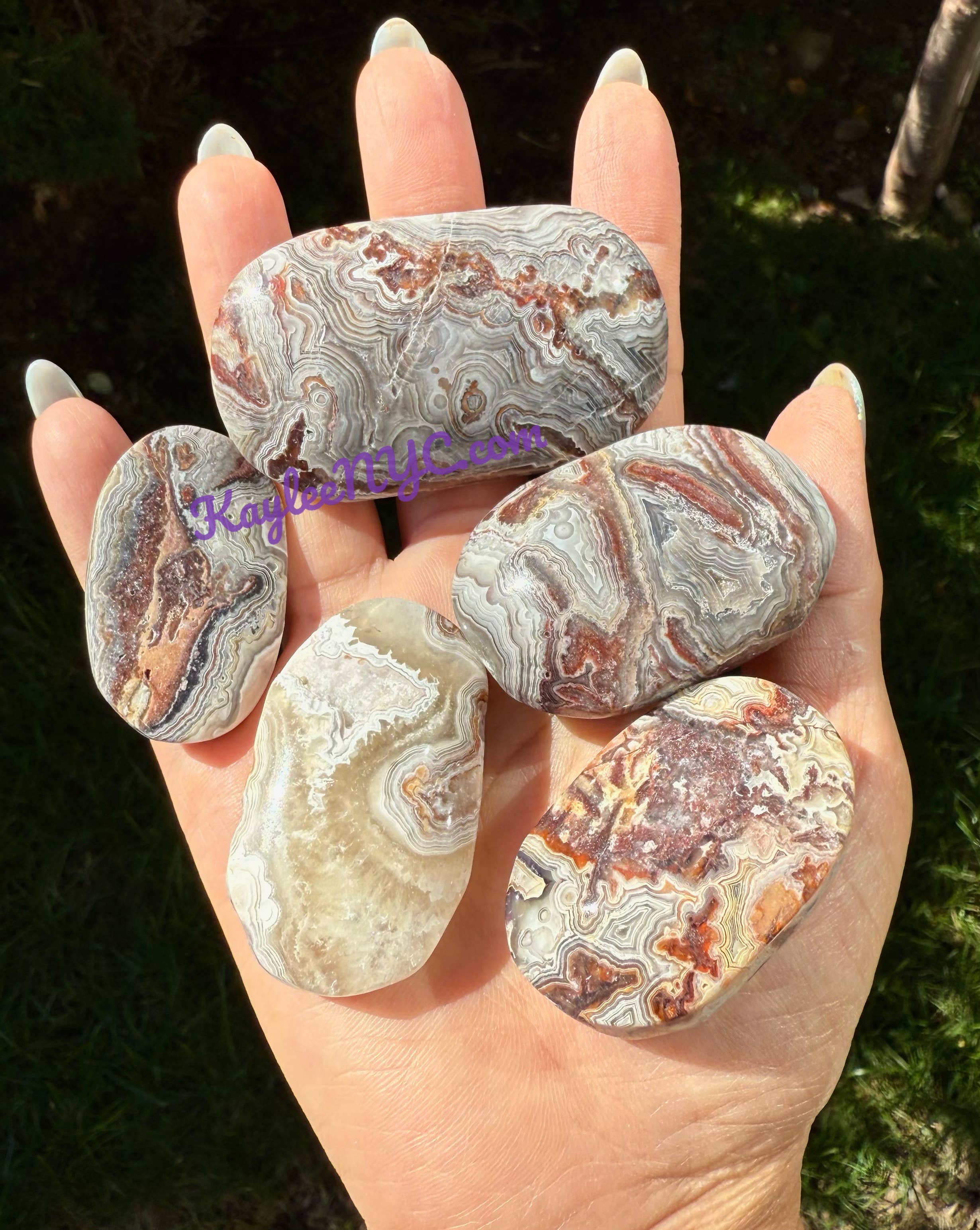 Mexican Lace Agate Palm Stone