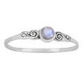 Dainty Drop Rainbow Moonstone Sterling Silver Ring