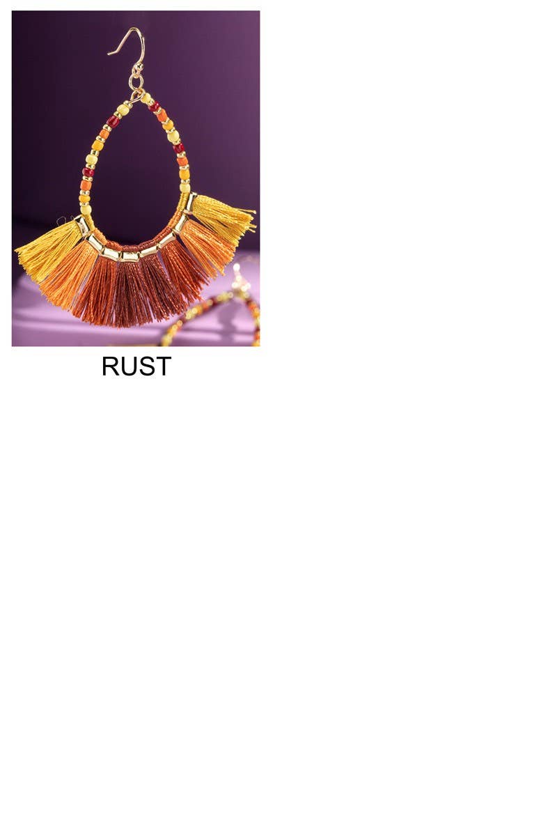 Sunset Multicolor Boho Tassel Earrings