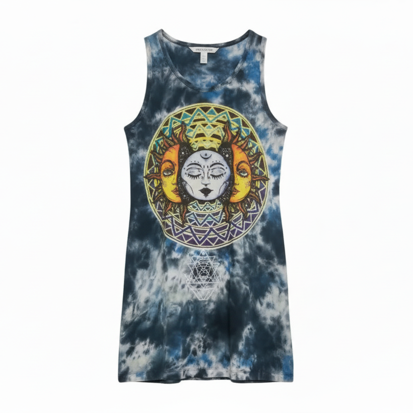 Sun & Moon Blue Tie-Dye Tunic Tank Dress