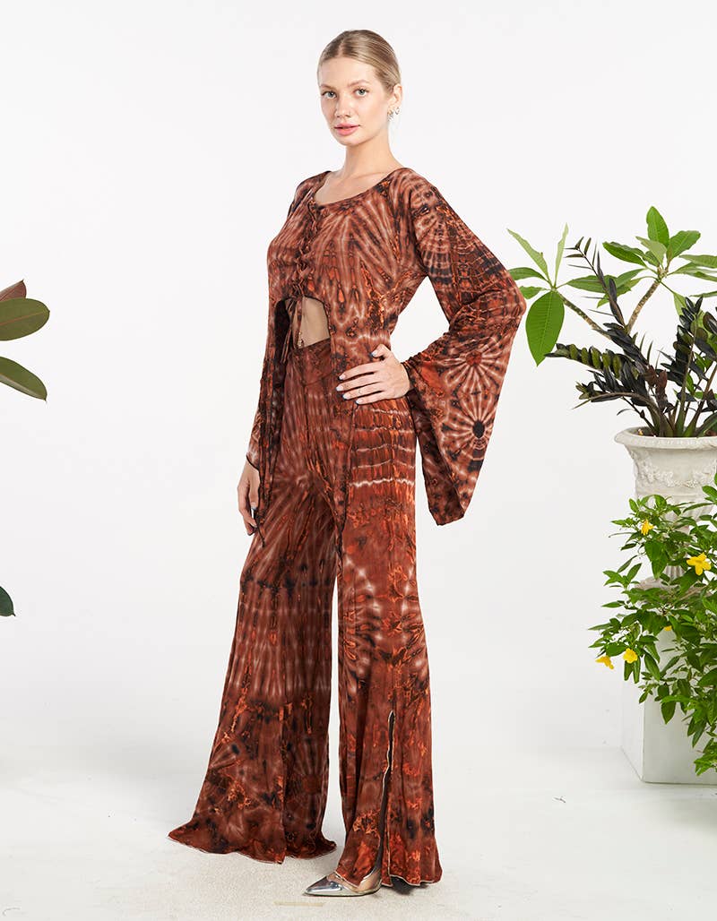 Tie-Dye Bell Bottom Pants with Slit (TH-1919)