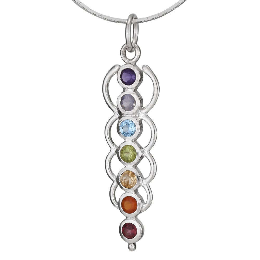 Rainbow Kundalini Chakra Sterling Silver Gemtone Pendant